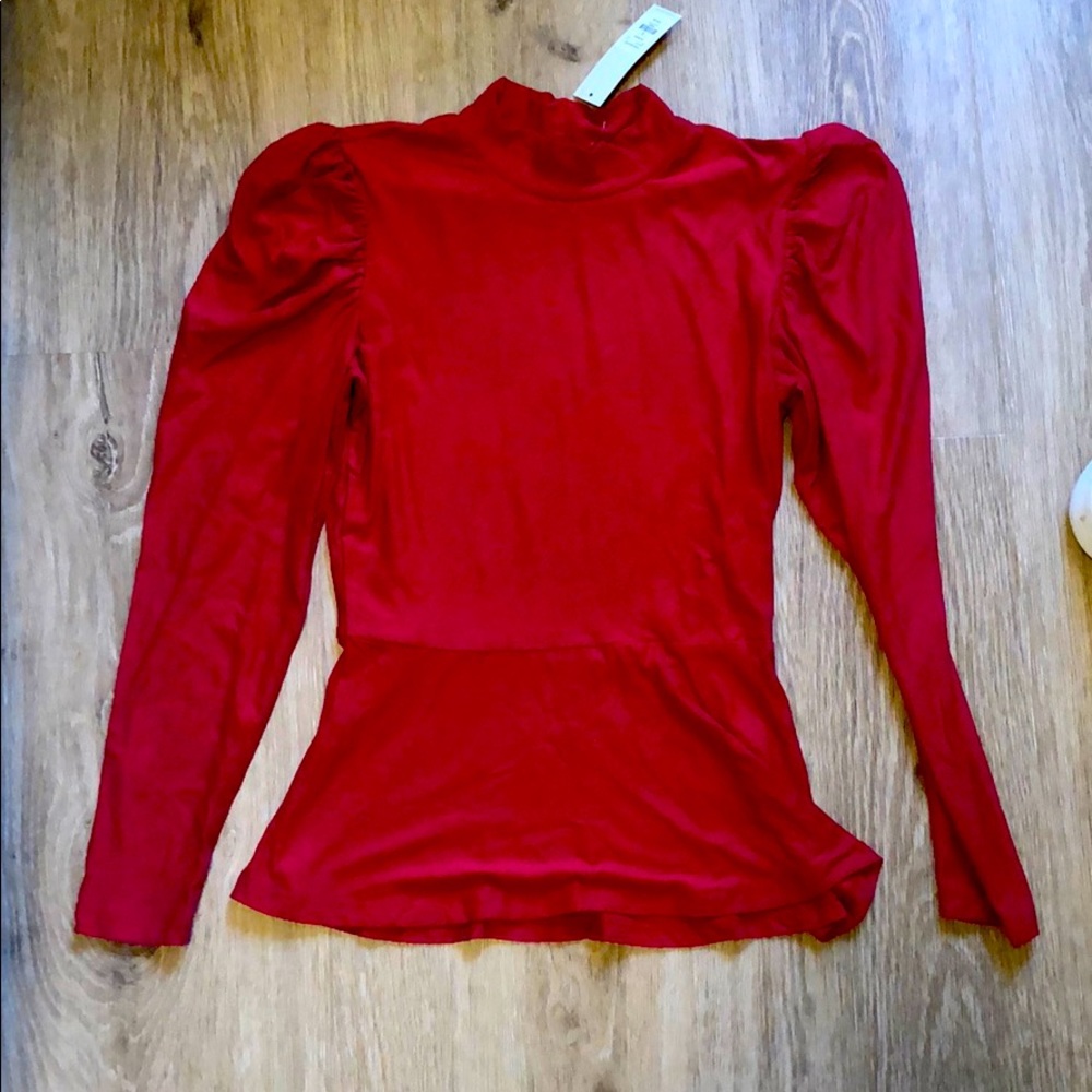Red Puffed Long Sleeve Shirt